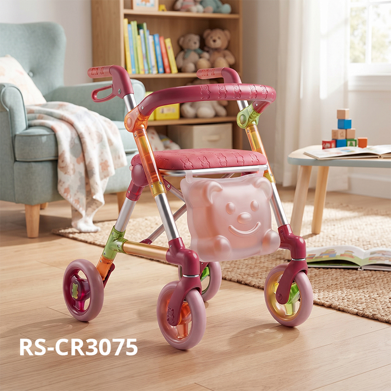 CR3075   New Design Future Concept Carbon Fibre Rollator Walker with Colorful Gradient Frame & Transparent Smile Bag Customization