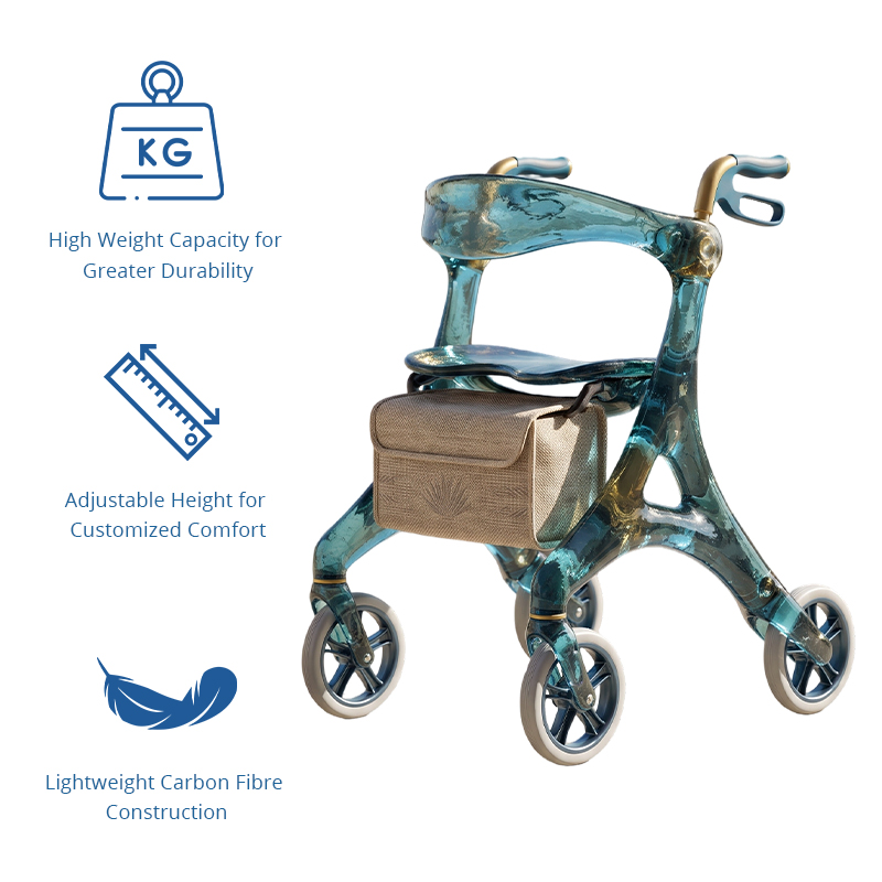 CR3083    New Design Carbon Fiber Rollator Walker with Luxury Design Lightweight Mobility Solution OEM Manufacturer