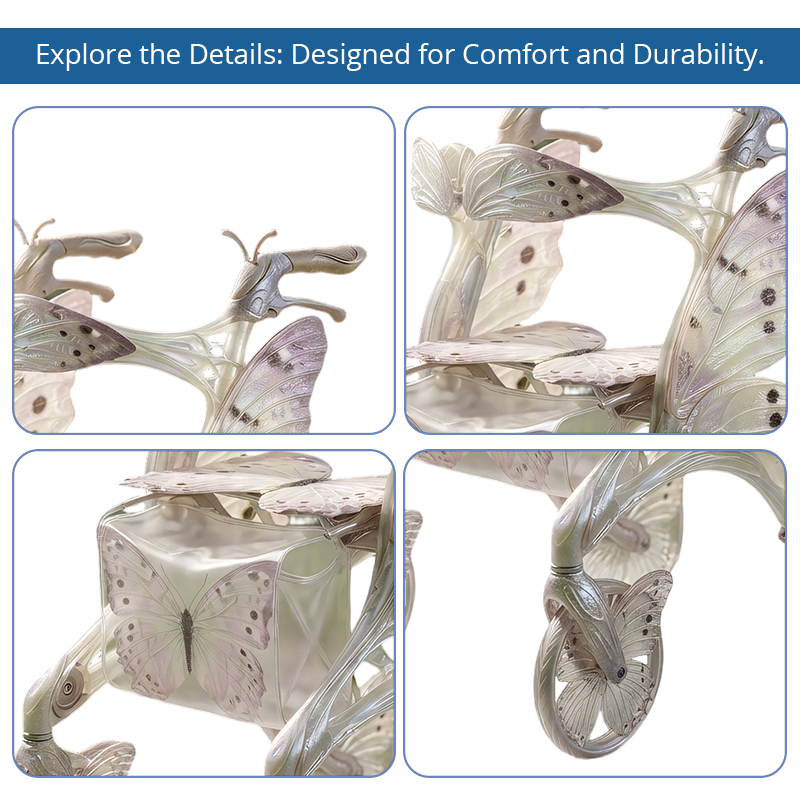 CR3123   New Design Metallic  Carbon Fibre Rollator Walker Aerodynamic Design Lightweight Folding CE Certified Outdoor Use