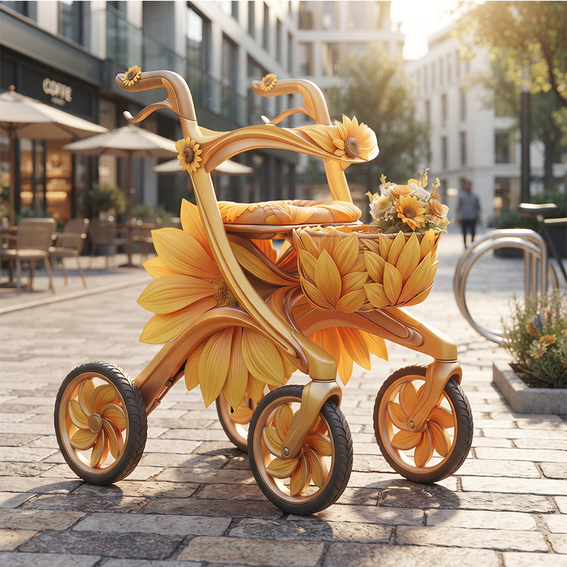 CR3127    New Design Concept Marble Pattern Carbon Fiber Rollator Walker Lightweight Foldable OEM ODM Senior Mobility Aid