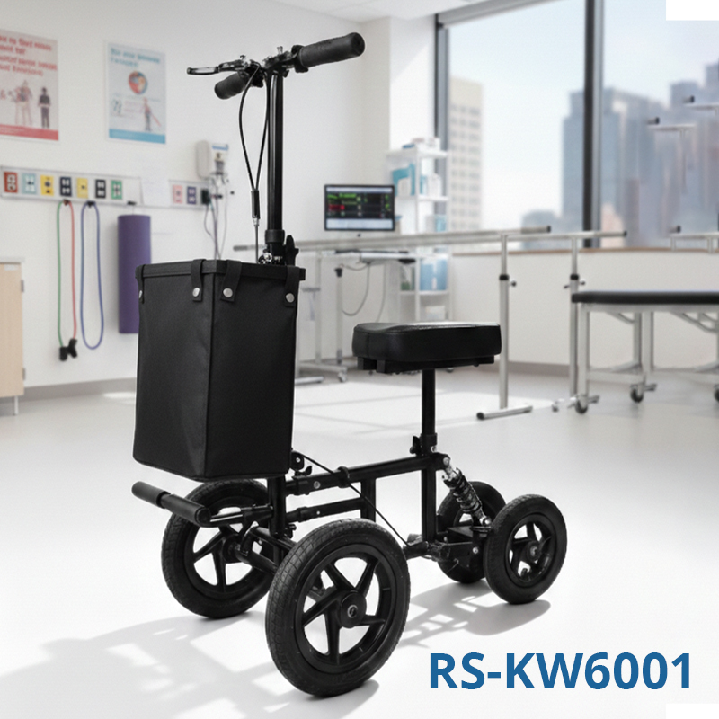 RS-KW6001 Hospital Portable Rollator Walker for Elderly Patients Mobility-Impaired Individuals Lightweight Carbon Fiber 136kg Capacity