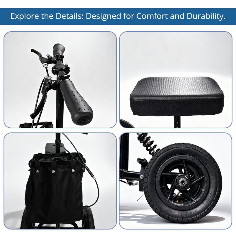 RS-KW6001 Hospital Portable Rollator Walker for Elderly Patients Mobility-Impaired Individuals Lightweight Carbon Fiber 136kg Capacity
