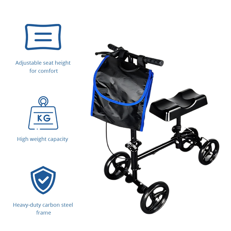 KW-6003 Premium Knee Scooter Foldable Carbon Steel Mobility Aid for Injured Legs Pain Relief Post Surgery Recovery