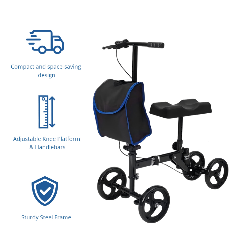 RS-KW6004  Carbon Fiber Folding Knee Walker  CE Certified Shock Absorption Adjustable Seat Light Weight Storage Bag