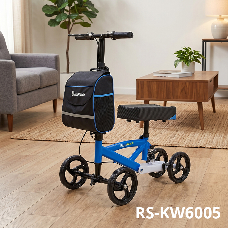 KW6005 Knee Walker for Elderly Adjustable Foldable Knee Scooter with Large Storage Bag OEM ODM Service