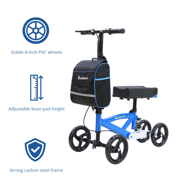 KW6005 Knee Walker for Elderly Adjustable Foldable Knee Scooter with Large Storage Bag OEM ODM Service