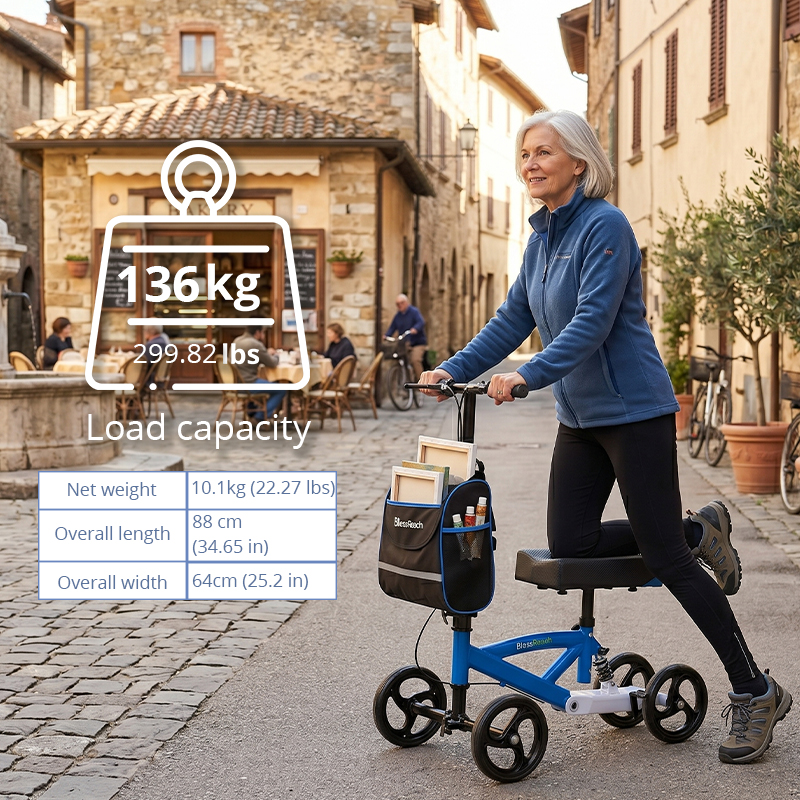 KW6005 Knee Walker for Elderly Adjustable Foldable Knee Scooter with Large Storage Bag OEM ODM Service