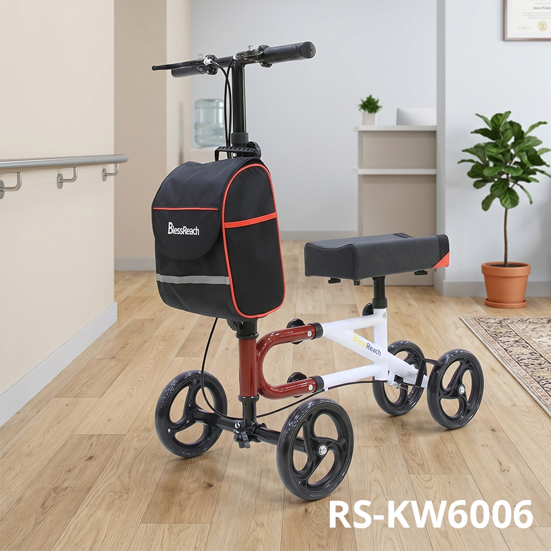 KW6006 Knee Walker Scooter for Elderly Compact Foldable Mobility Aid with Adjustable Handle and Seat