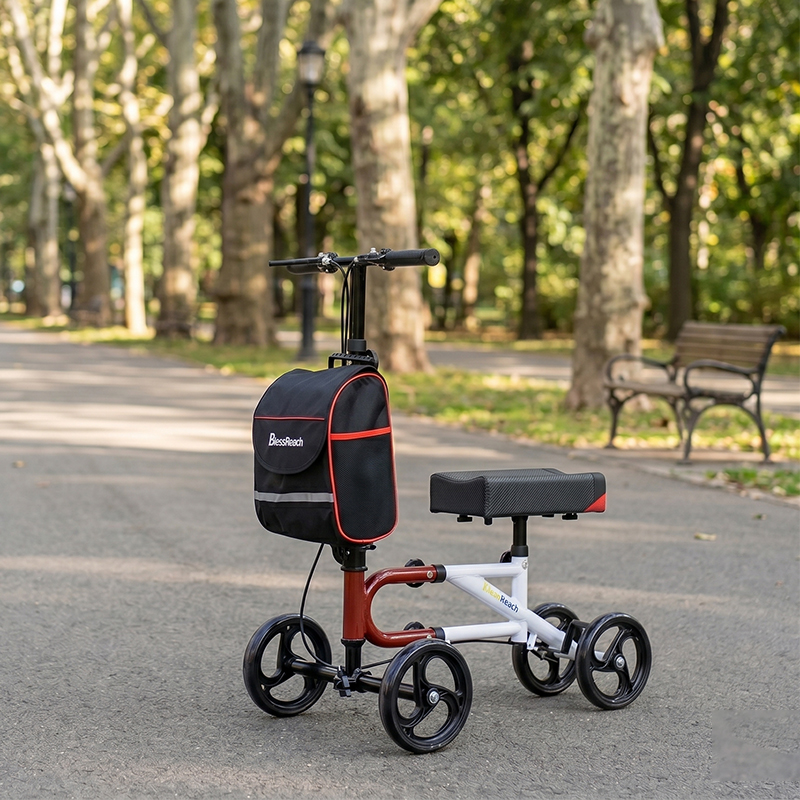 KW6006 Knee Walker Scooter for Elderly Compact Foldable Mobility Aid with Adjustable Handle and Seat