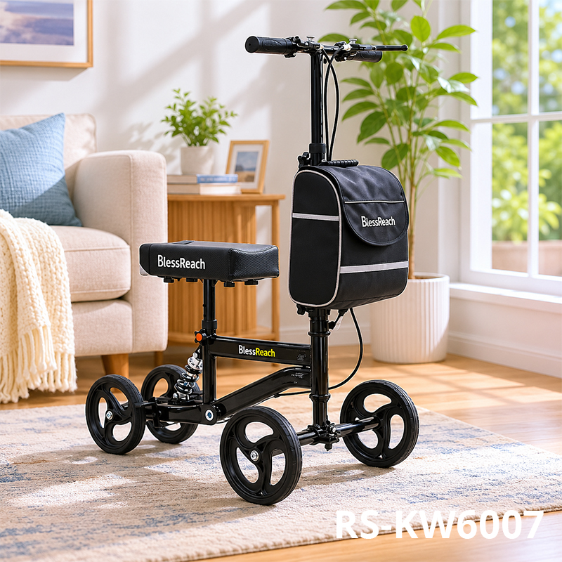 KW6007 Knee Walker Scooter for Elderly Foldable Steerable Mobility Aid for Foot Ankle Injury Support