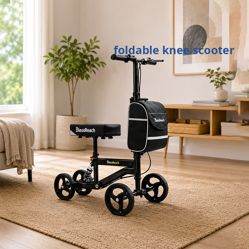 KW6007 Knee Walker Scooter for Elderly Foldable Steerable Mobility Aid for Foot Ankle Injury Support