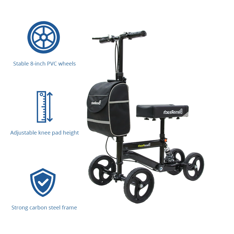KW6007 Knee Walker Scooter for Elderly Foldable Steerable Mobility Aid for Foot Ankle Injury Support