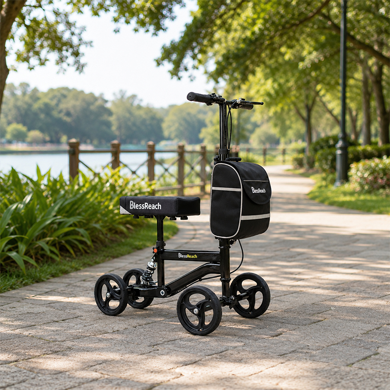KW6007 Knee Walker Scooter for Elderly Foldable Steerable Mobility Aid for Foot Ankle Injury Support