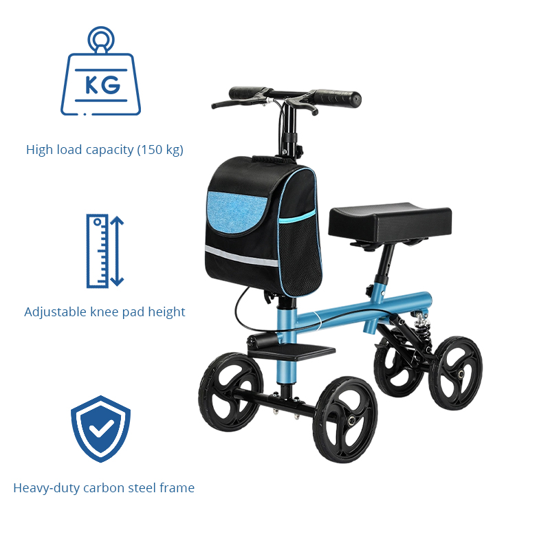 KW6008 Knee Scooter Walker for Disabled Heavy Duty Carbon Steel Rehabilitation Mobility Equipment