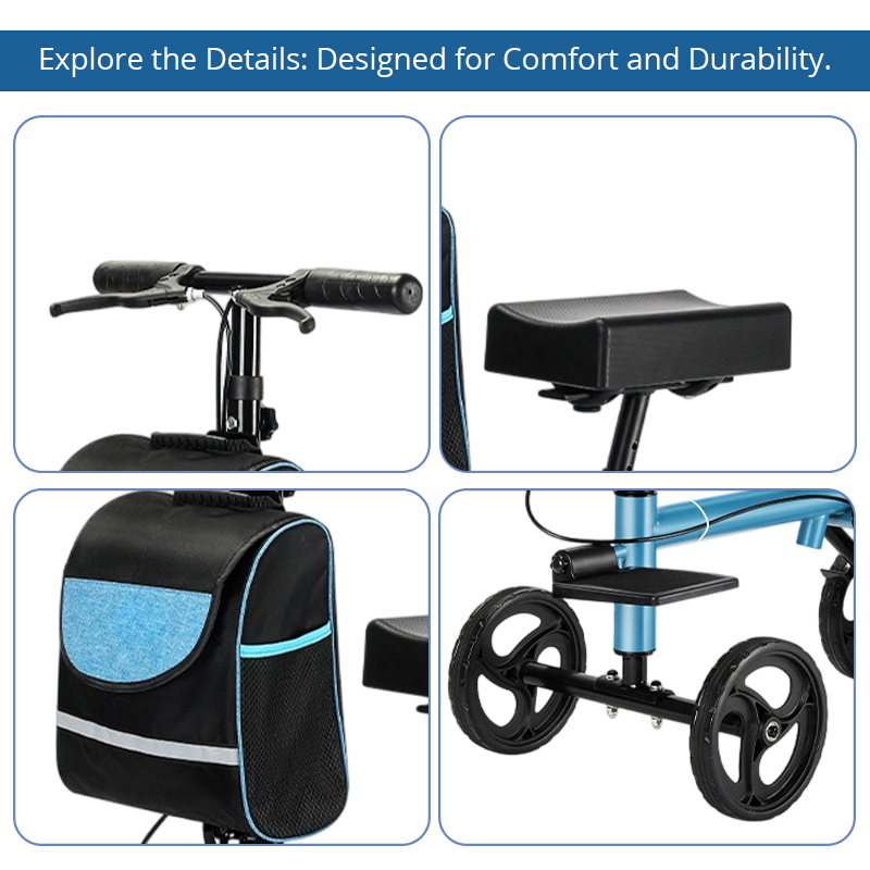 KW6008 Knee Scooter Walker for Disabled Heavy Duty Carbon Steel Rehabilitation Mobility Equipment