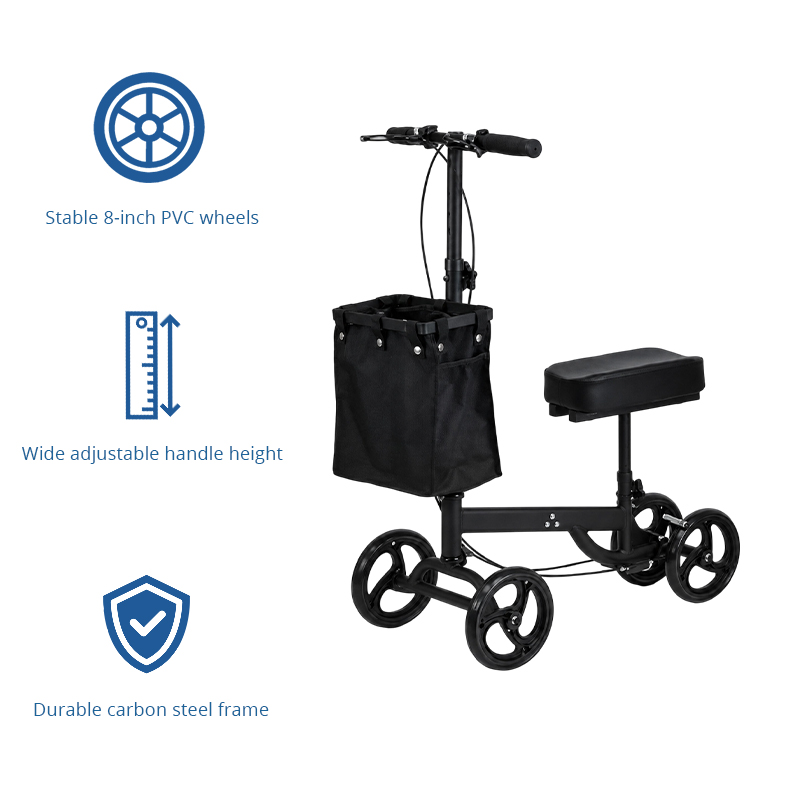 KW6009-B   Knee Scooter for Seniors OEM ODM Mobility Support for Post-Surgery Recovery Carbon Steel Lightweight & Comfortable