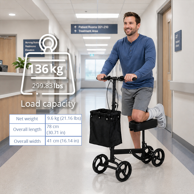 KW6009-B   Knee Scooter for Seniors OEM ODM Mobility Support for Post-Surgery Recovery Carbon Steel Lightweight & Comfortable
