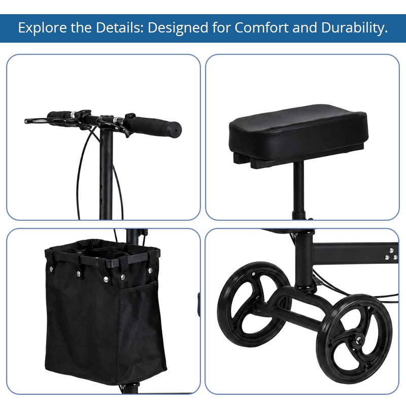 KW6009-B   Knee Scooter for Seniors OEM ODM Mobility Support for Post-Surgery Recovery Carbon Steel Lightweight & Comfortable