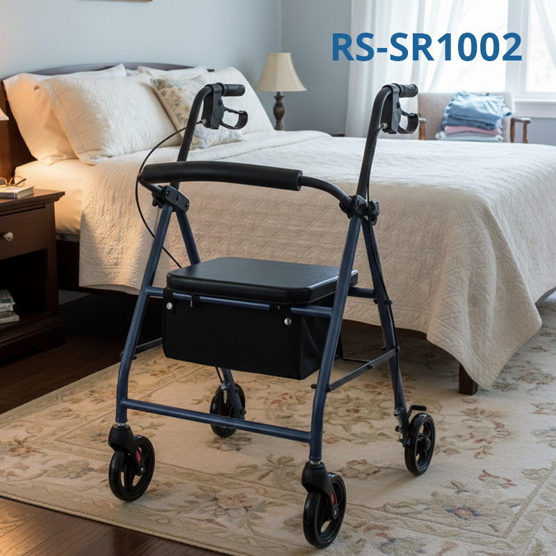 RS-SR1002 Disability Stores Relaxsmith Steel Rollator CE Certified 100kg Capacity for Physical Therapy Center Clients Enhanced Mobility