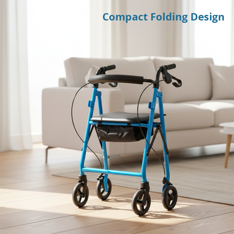 RS-SR1002 Disability Stores Relaxsmith Steel Rollator CE Certified 100kg Capacity for Physical Therapy Center Clients Enhanced Mobility