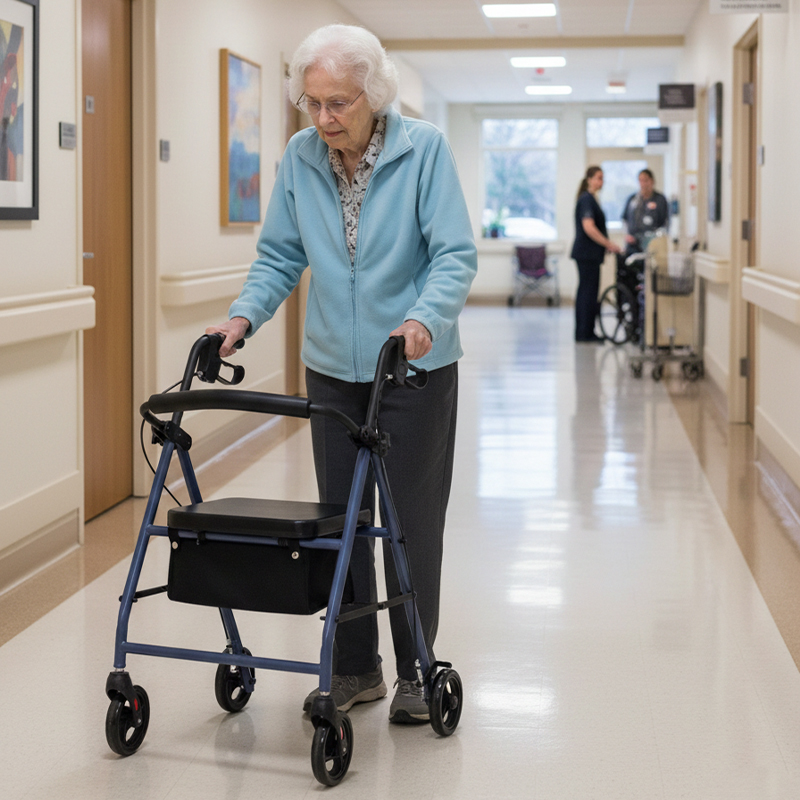 RS-SR1002 Disability Stores Relaxsmith Steel Rollator CE Certified 100kg Capacity for Physical Therapy Center Clients Enhanced Mobility
