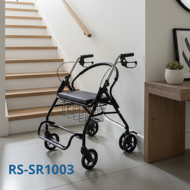 RS-SR1003 Adjustable Basic Steel Rollator Basket Seat for Elderly People Limited Mobility Easy Maneuver CE Certified 150kg