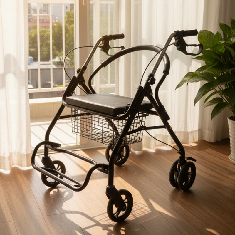 RS-SR1003 Adjustable Basic Steel Rollator Basket Seat for Elderly People Limited Mobility Easy Maneuver CE Certified 150kg