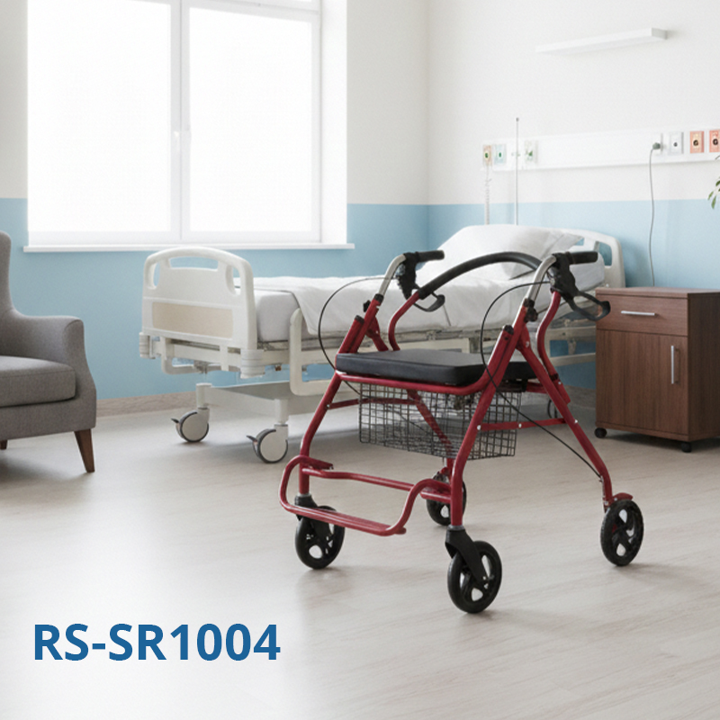 RS-SR1004 Durable  Steel Rollator Walker Adjustable Handlebars Lightweight 150kg Capacity Mobility Aid for Elderly