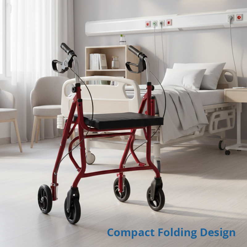 SR1004-PP    Steel Rollator Walker for Seniors | Green CE Certified Light Weight | Adjustable Height Foldable Comfortable Seat