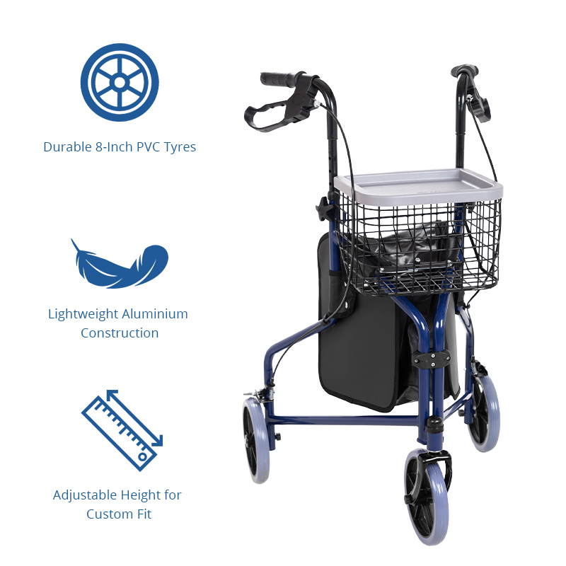 RS-TW5001 Disability Rollator Aluminum Outdoor Mobility Premium Support 100kg Capacity CE Certified Light Weight