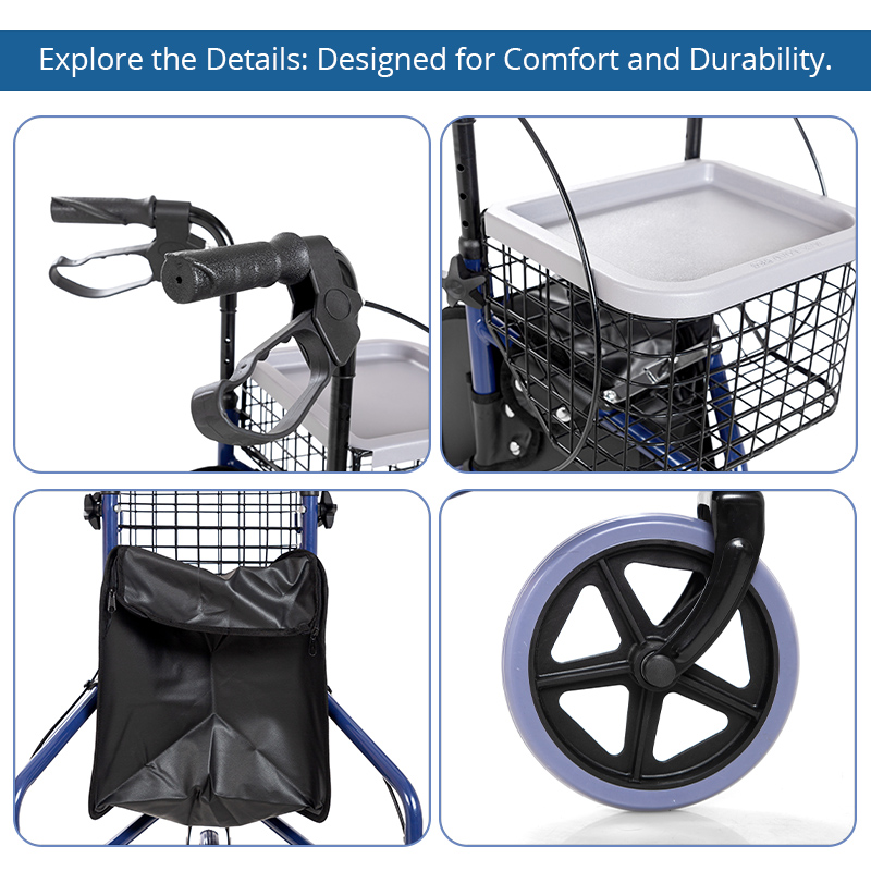 RS-TW5001 Disability Rollator Aluminum Outdoor Mobility Premium Support 100kg Capacity CE Certified Light Weight