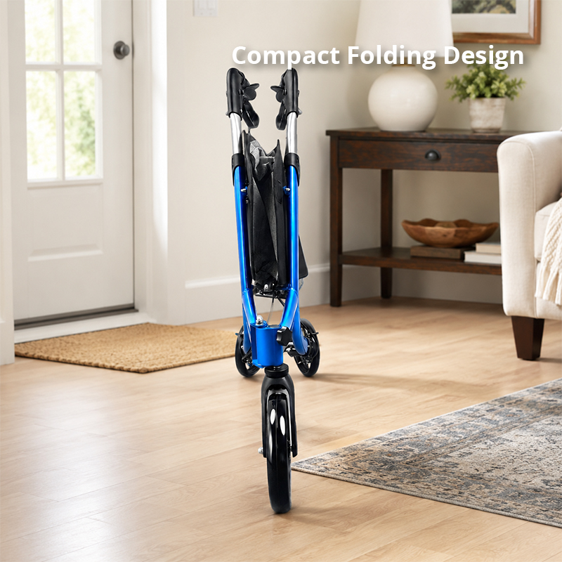 TW5003-B 3-Wheel Rollator Walker for Elderly | Lightweight Aluminium Frame, Foldable, Adjustable Height, Indoor & Outdoor Mobility Aid