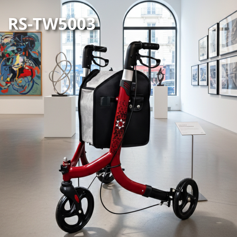 RS-TW5003 Elderly Care Services Rollator Walker for Rehabilitation Patients Outdoor Mobility Aid Adjustable Handles Enhanced Stability