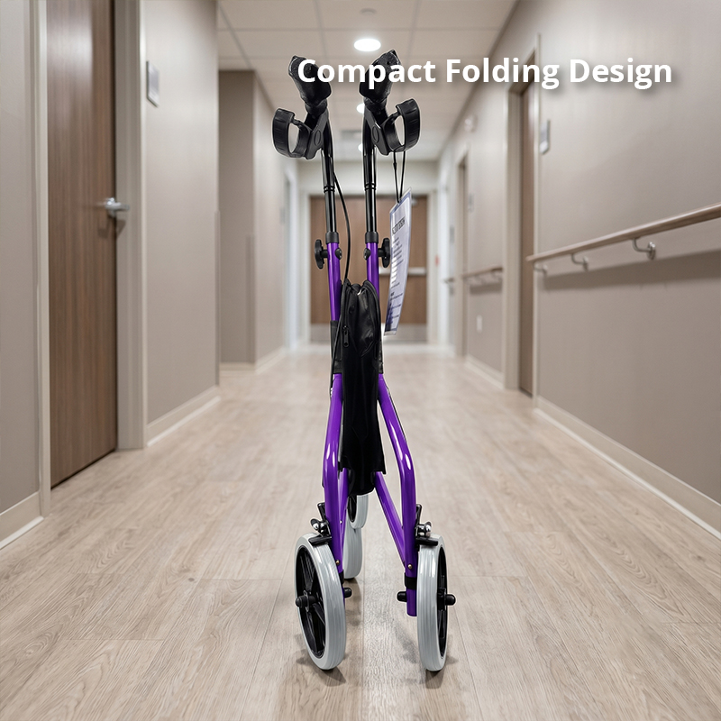 TW5004-P 3-Wheel Rollator Walker for Elderly | Lightweight Aluminium Frame, Foldable, Adjustable Height, Indoor & Outdoor Mobility Aid