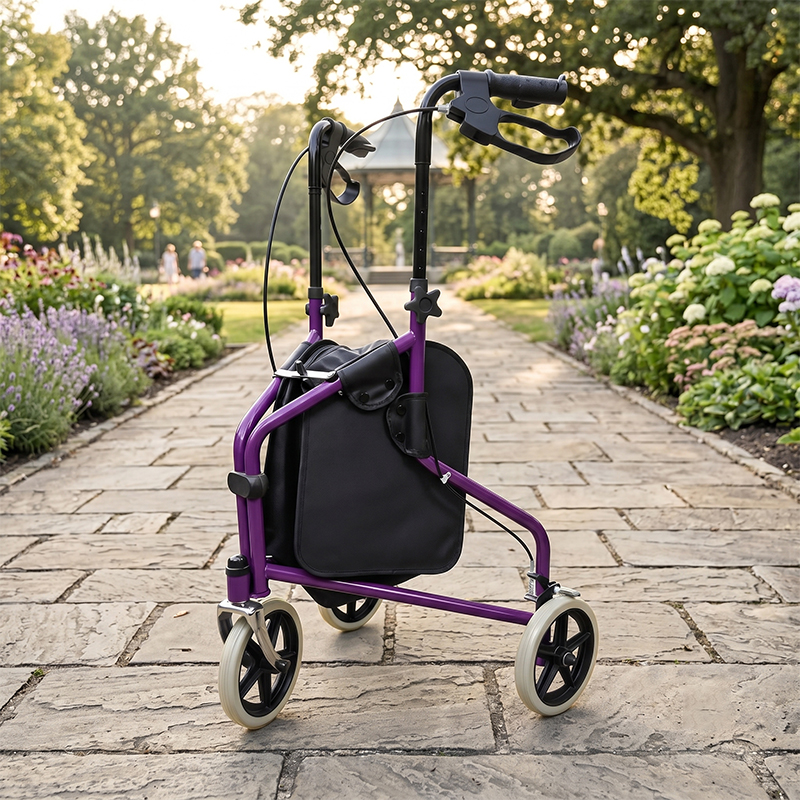 TW5004-P 3-Wheel Rollator Walker for Elderly | Lightweight Aluminium Frame, Foldable, Adjustable Height, Indoor & Outdoor Mobility Aid
