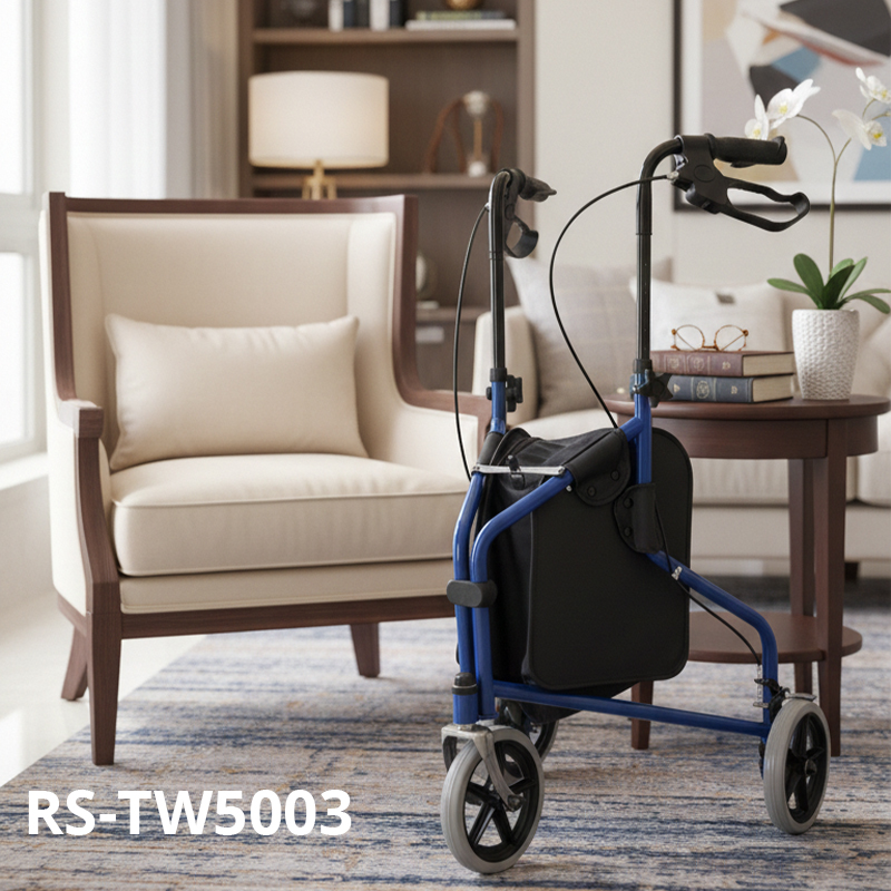 RS-TW5004 High-End Three-Wheel Carbon Fiber Manual Rollator Walker CE Certified Relaxsmith TW5004 Lightweight 125kg Capacity Enhanced
