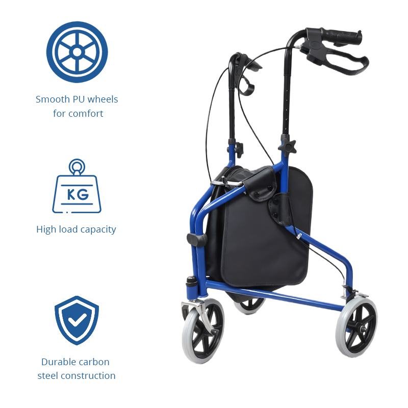 TW5004-R  3-Wheel Rollator Walker for Elderly | Lightweight Aluminum Frame Adjustable Height CE Certified Indoor/Outdoor Mobility Aid