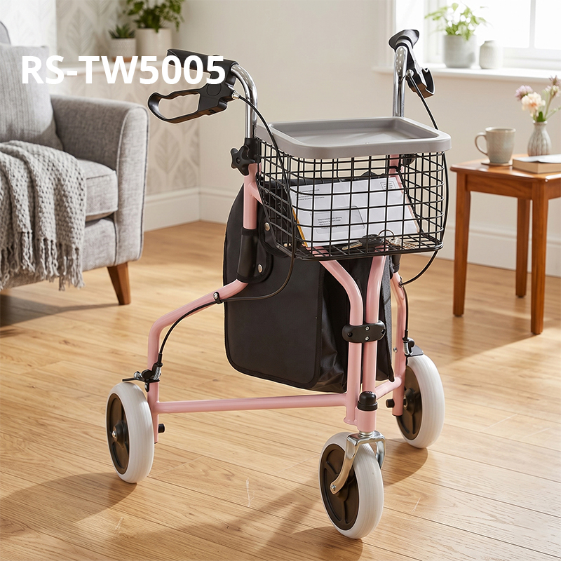 TW5005 Three Wheel Rollator Walker for Elderly, Foldable Lightweight Mobility Aid with Basket for Safe Daily Travel