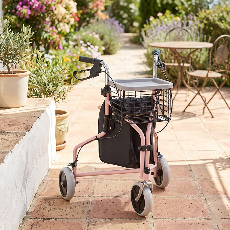 TW5005 Three Wheel Rollator Walker for Elderly, Foldable Lightweight Mobility Aid with Basket for Safe Daily Travel