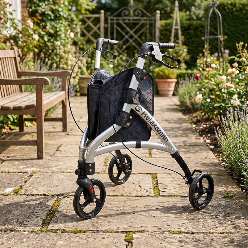 TW5006 Three Wheel Rollator Walker for Elderly, Foldable Mobility Aid with Brake System and Storage Bag