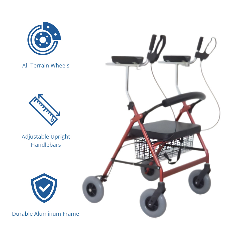 UR4002-BB   Bariatric Rollator Walker Relaxsmith  Lightweight Aluminum Frame Adjustable Height Indoor/Outdoor Use Safe
