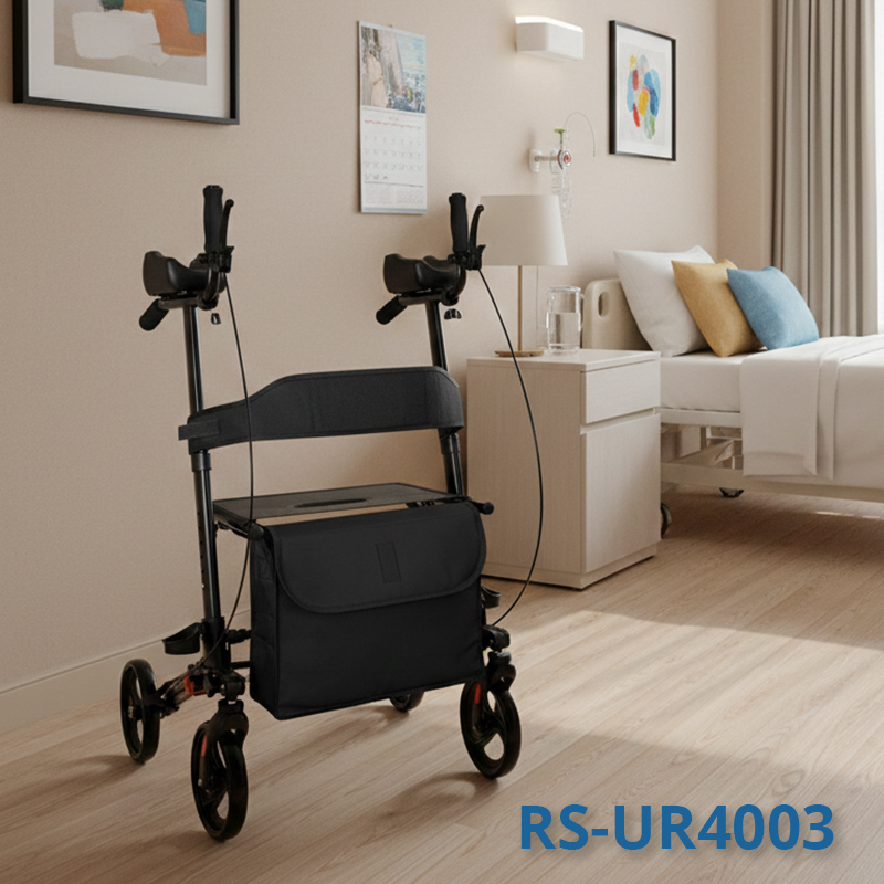 RS-UR4003 Rollator Walker Aluminum for Home Care Users Lightweight 100kg Capacity Easy-to-Store Comfortable Seat Storage Bag for Elderly