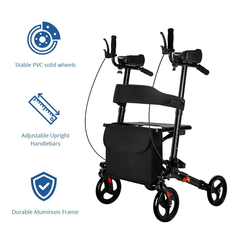 UR4003-R   Upright Forearm Rollator Aluminum CE Certified Home Care Users Lightweight 100kg Capacity Easy-to-Store Comfortable Seat Storage