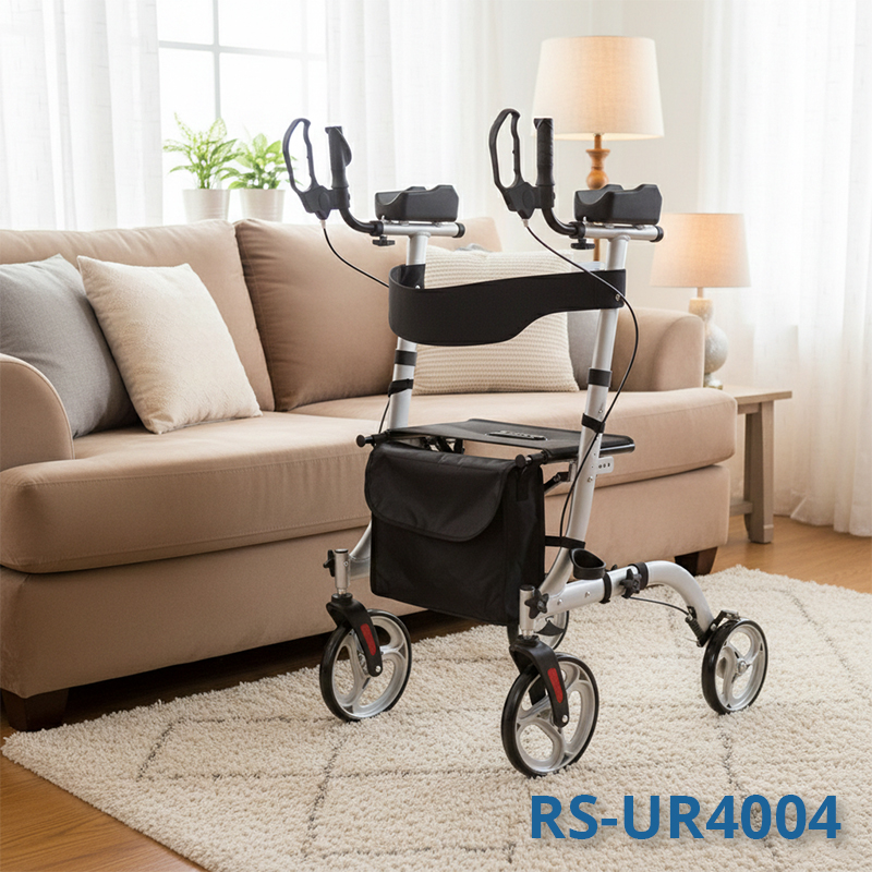 RS-UR4004 Rollator Walker Aluminum Frame 136kg Capacity for Home Care Users Ergonomic Design Secure Hand Brakes Spacious