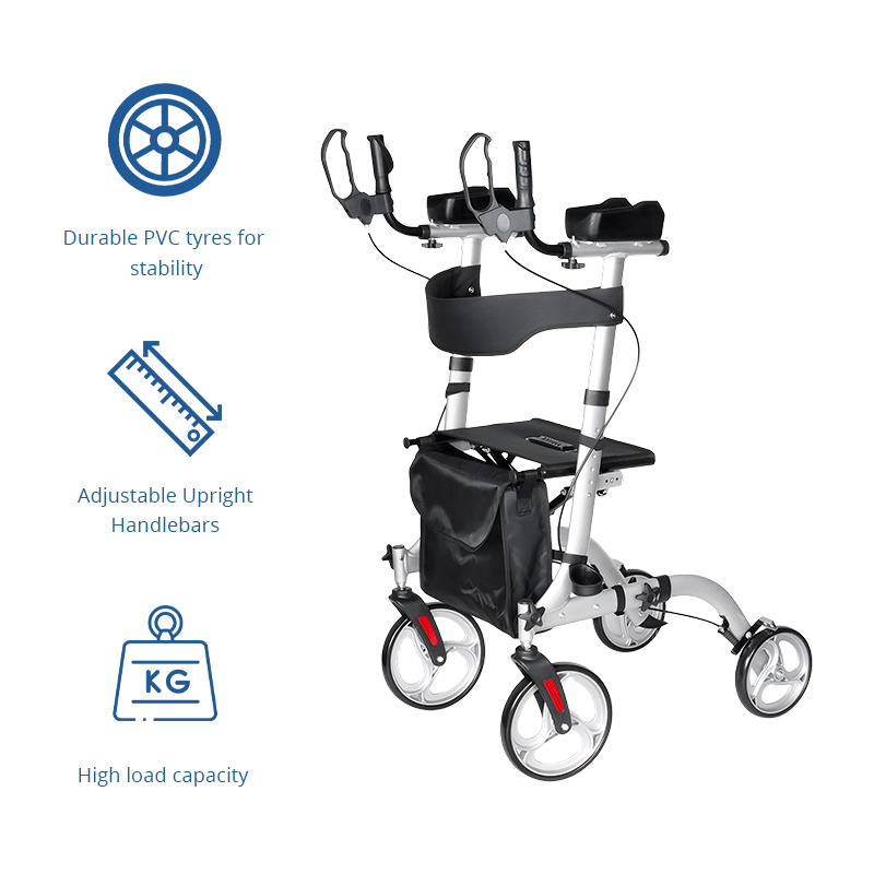 UR4004-P   Rollator Walker Aluminum Frame 136kg Capacity for Home Care Users Ergonomic Design Secure Hand Brakes Spacious