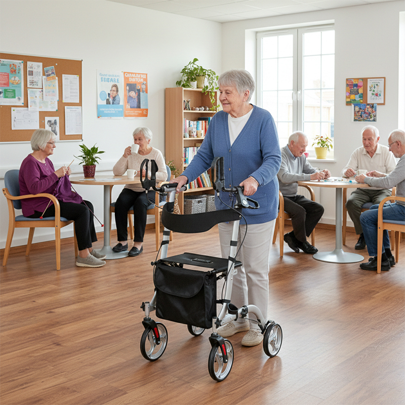 UR4004-P   Rollator Walker Aluminum Frame 136kg Capacity for Home Care Users Ergonomic Design Secure Hand Brakes Spacious