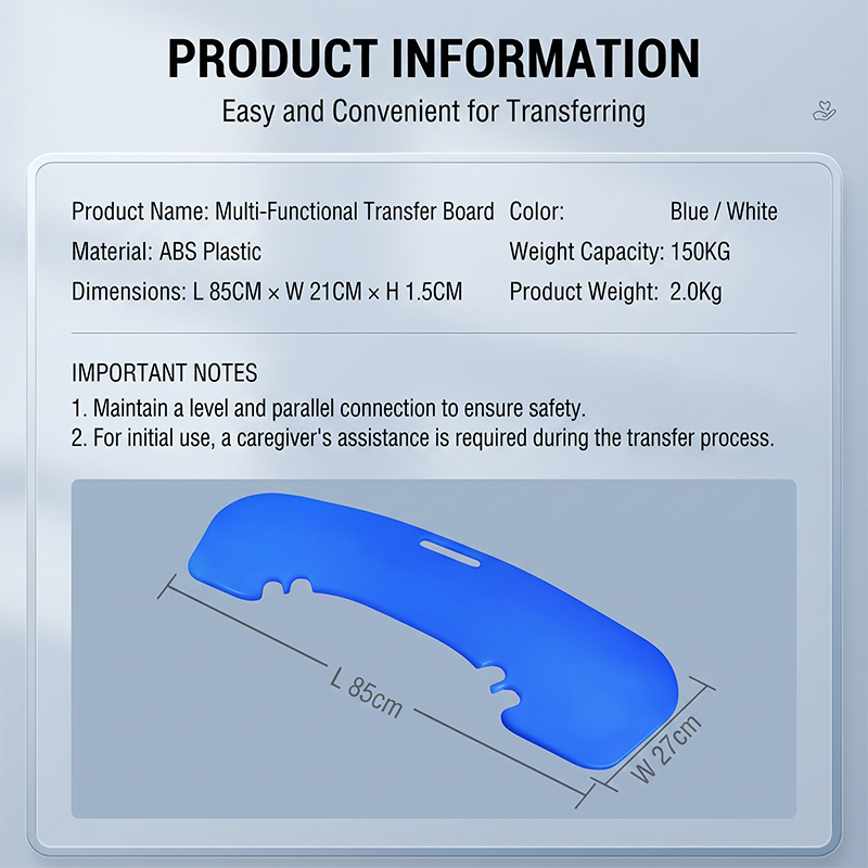 WA81003 Portable Patient Transfer Board ABS Sliding Transfer Aid Board for Rollator Walker Wheelchair Elderly Care Mobility Support