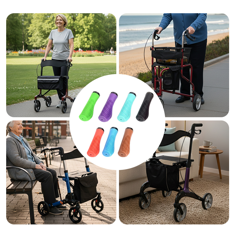 WA81001 Ergonomic Rubber Grip Handles for Rollator Walker Anti Slip Replacement Hand Grips for Elderly