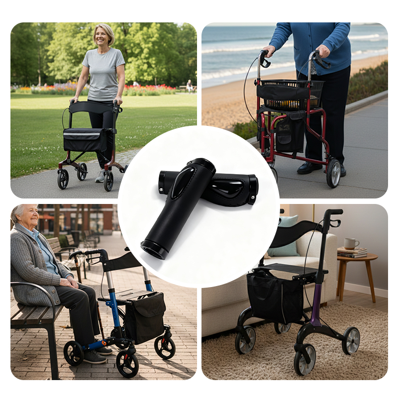 Manual Ergonomic Rollator Handle Grip Comfortable NonSlip Leather Design Easy Installation Enhanced Mobility
