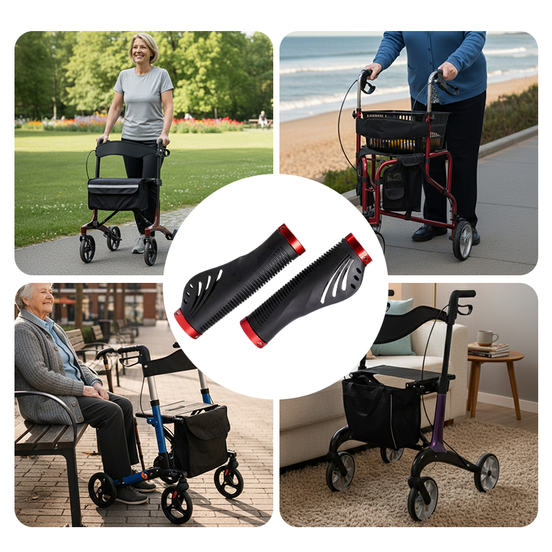WA81003 Wholesale Anti Slip Rollator Walker Grip Handles Aluminum Locking Design Mobility Equipment Parts